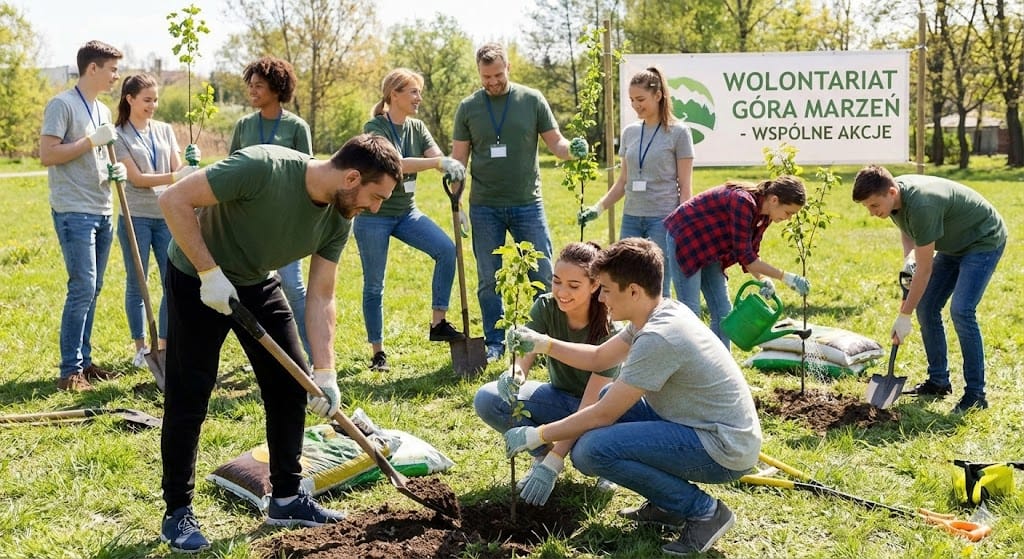 Wolontariat, wspólne sadzenie drzew Fundacja Twórczej Edukacji Góra Marzeń
